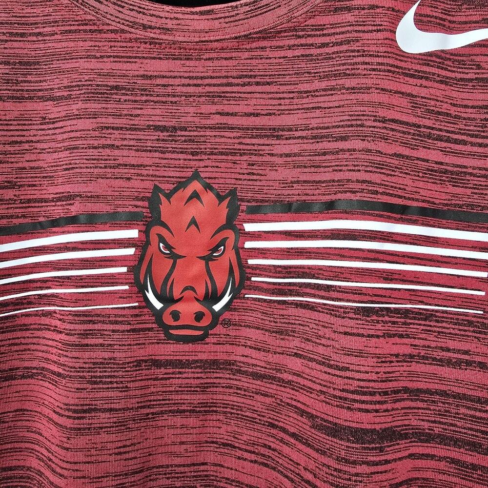 Arkansas Razorbacks Shirt Mens XL Red NCAA Football Nike Dri Fit Heathered - Picture 3 of 10